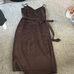 Brown Satin Dress